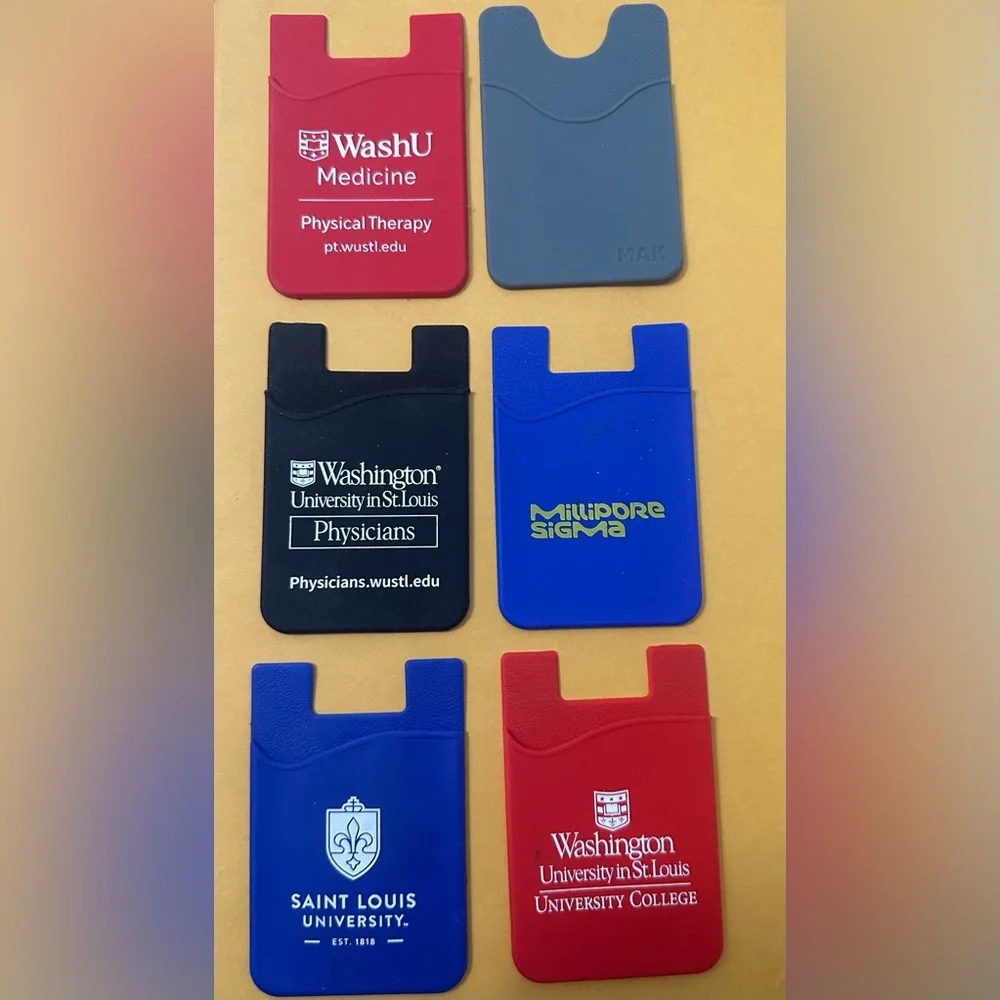 6 Custom Silicone Phone Wallets | WashU, SLU, MilliporeSigma & More | Stick-On